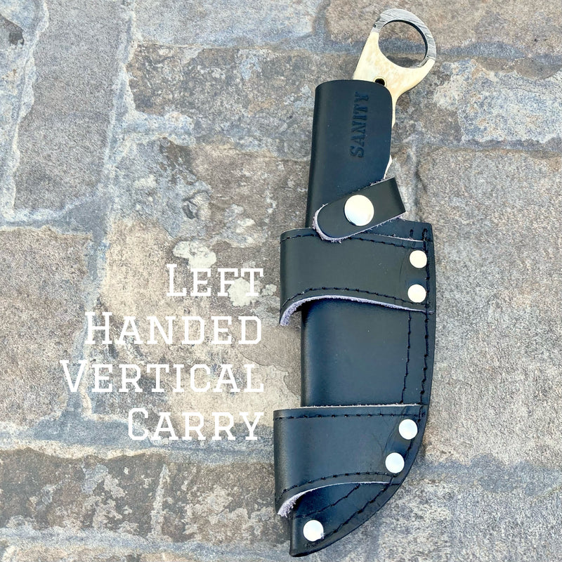 SANITY JEWELRY® Damascus Steel Left Handed Vertical Carry New - 10" Bumpy Johnson - Bone - Damascus - Horizontal & Vertical Carry - BJ02