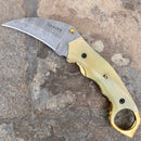 SANITY JEWELRY® Damascus Steel New - 8" Outlaw Series - Damascus Steel Folder - Bone Horn - OF03