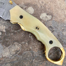 SANITY JEWELRY® Damascus Steel New - 8" Outlaw Series - Damascus Steel Folder - Bone Horn - OF03