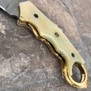 SANITY JEWELRY® Damascus Steel New - 8" Outlaw Series - Damascus Steel Folder - Bone Horn - OF03