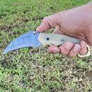 SANITY JEWELRY® Damascus Steel New - 8" Outlaw Series - Damascus Steel Folder - Bone Horn - OF03