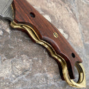 SANITY JEWELRY® Damascus Steel New - 8" Outlaw Series - Damascus Steel Folder - Mahogany - OF04