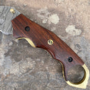 SANITY JEWELRY® Damascus Steel New - 8" Outlaw Series - Damascus Steel Folder - Mahogany - OF04