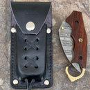 SANITY JEWELRY® Damascus Steel New - 8" Outlaw Series - Damascus Steel Folder - Mahogany - OF04