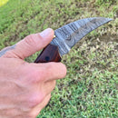 SANITY JEWELRY® Damascus Steel New - 8" Outlaw Series - Damascus Steel Folder - Mahogany - OF04