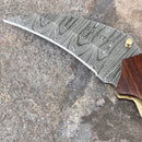 SANITY JEWELRY® Damascus Steel New - 8" Outlaw Series - Damascus Steel Folder - Mahogany - OF04