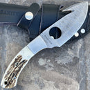 SANITY JEWELRY® Damascus Steel New - 9" Angelo the Hook - Stag Antler - Damascus - Horizontal & Vertical Carry - AH01