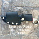 SANITY JEWELRY® Damascus Steel Right Handed Horizontal 7" Al Capone - Horizontal & Vertical Carry - D2 Steel - Red & Black Wood - 7 inches - A2701