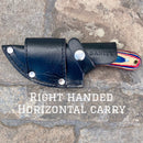 SANITY JEWELRY® Damascus Steel Right Handed Horizontal 7" Jesse James - Red/White/Blue Wood - Damascus - Horizontal & Vertical Carry - JJ015