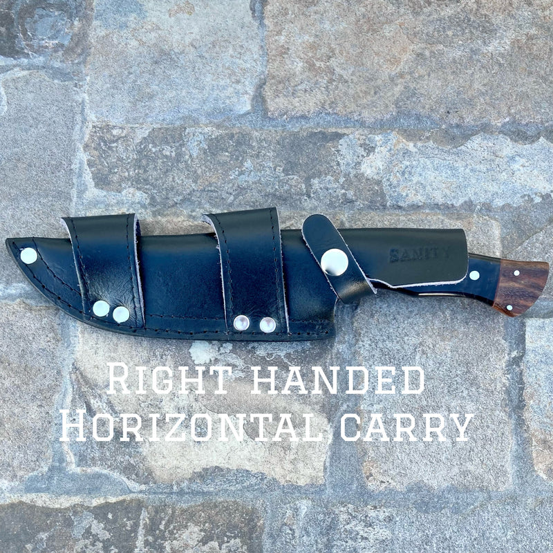 SANITY JEWELRY® Damascus Steel Right Handed Horizontal Carry 11" Billy The Kid - Buffalo & Rosewood - Damascus - Horizontal & Vertical Carry - BK01