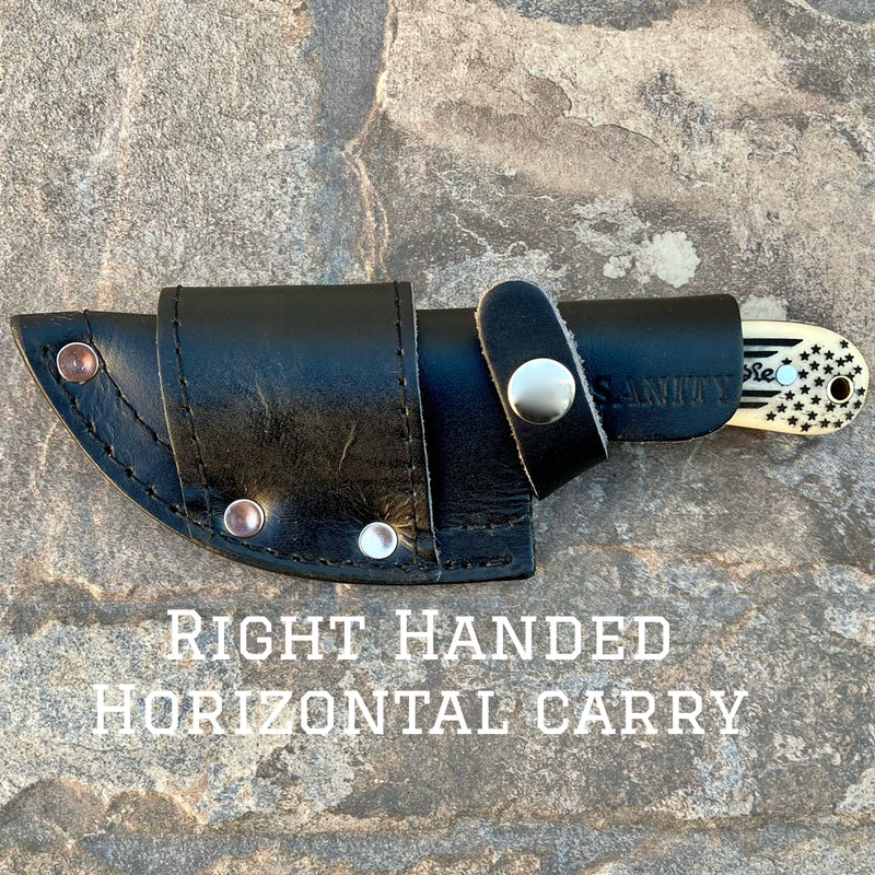 SANITY JEWELRY® Damascus Steel Right Handed Horizontal Carry 7" Jesse James - We The People Bone - Damascus - Horizontal & Vertical Carry - JJ023