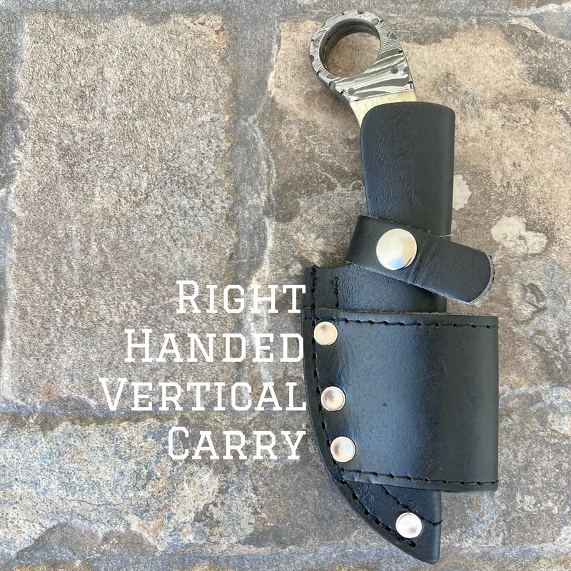 SANITY JEWELRY® Damascus Steel Right Handed Vertical 7.5” Al Capone - Stag Antler - Damascus - Horizontal & Vertical Carry - AC708