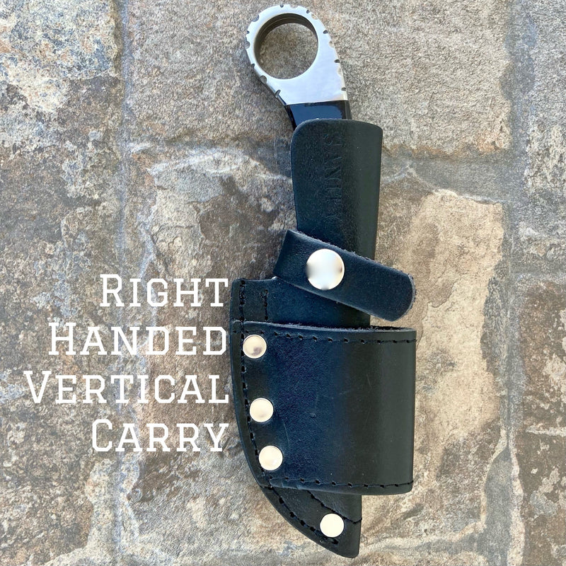 SANITY JEWELRY® Damascus Steel Right Handed Vertical 7" Al Capone - Horizontal & Vertical Carry - D2 Steel - Buffalo Horn - 7 inches - A2704