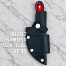 SANITY JEWELRY® Damascus Steel Right Handed Vertical 7" Jesse James Damascus Steel Kitchen & Camp Knife - Red & Black - JJ012