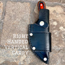 SANITY JEWELRY® Damascus Steel Right Handed Vertical 7" Jesse James - Orange & Black Wood - Damascus - Horizontal & Vertical Carry - JJ014