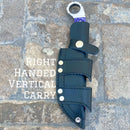 Sanity Jewelry Damascus Steel Right Handed Vertical BOGO - 9” Al Capone - Purple Wood - Damascus - Horizontal & Vertical Carry - PE17