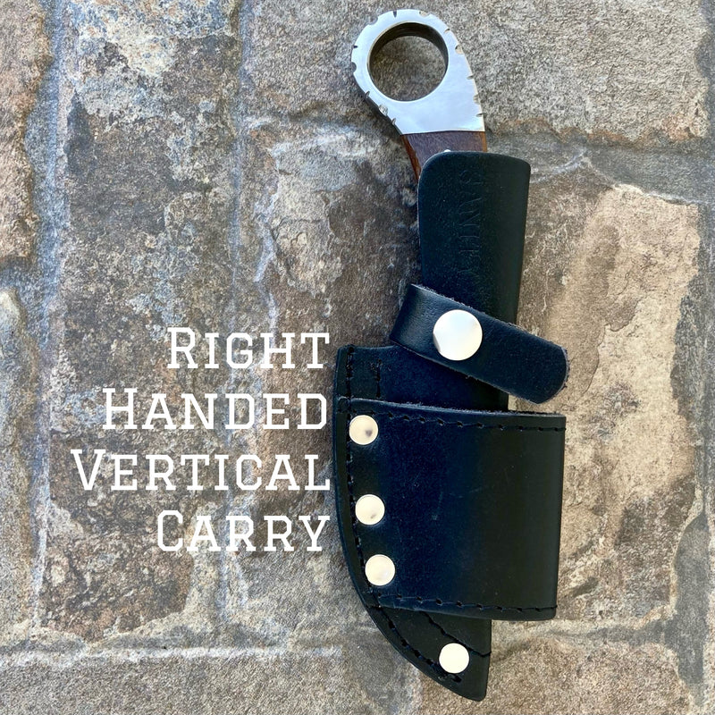 SANITY JEWELRY® Damascus Steel Right Handed Vertical Cop7" Al Capone - Horizontal & Vertical Carry - D2 Steel - Rosewood - 7 inches - A2702