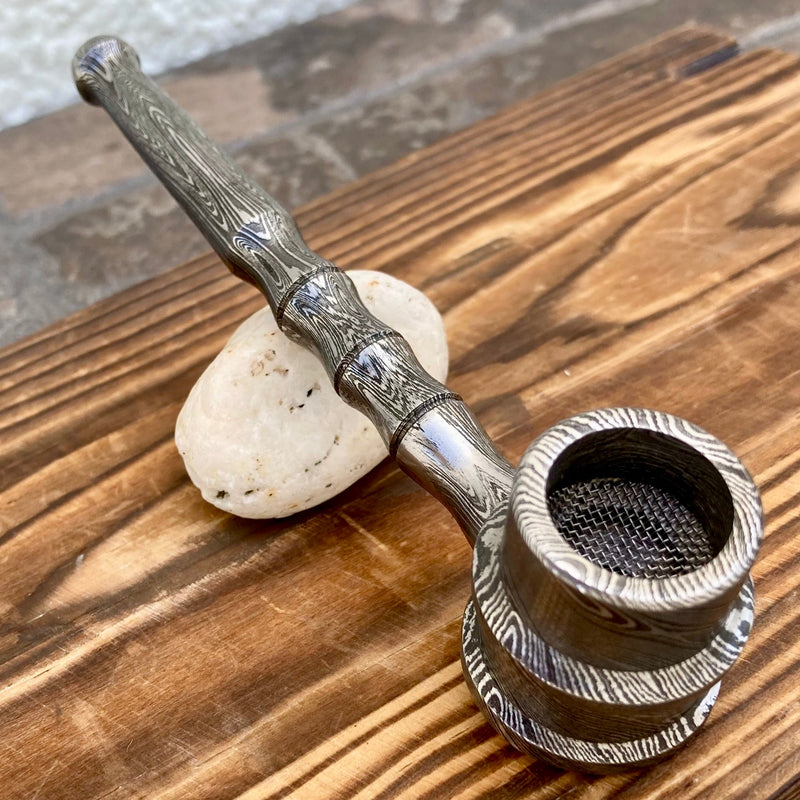 Pipes Damascus Steel Tobacco Pipe - Damascus - Pipe3