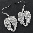Sanity Jewelry Earrings Angel Heart Wing - Double Wings - Earrings - Silver W/White Stones -  SK2608E