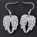 Sanity Jewelry Earrings Angel Heart Wing - Double Wings - Earrings - Silver W/White Stones -  SK2608E
