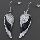 Sanity Jewelry Earrings Angel Wings Crystal Earrings - Black & White W/White Stones -  SK2250E