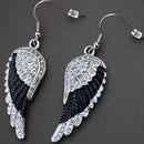 Sanity Jewelry Earrings Angel Wings Crystal Earrings - Black & White W/White Stones -  SK2250E