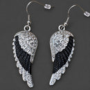 Sanity Jewelry Earrings Angel Wings Crystal Earrings - Black & White W/White Stones -  SK2250E