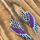 Sanity Jewelry Earrings Angel Wings Crystal Earrings - Purple Stones -  SK2615E