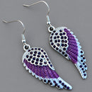 Sanity Jewelry Earrings Angel Wings Crystal Earrings - Purple W/Purple Stones -  SK2615E