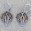 Sanity Jewelry Earrings Angel Wings Mini Earrings - Double Gold & Silver W/White Stones - SK2533E
