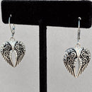 Sanity Jewelry Earrings Angel Wings Mini Earrings - Double Silver W/White Stones - SK2535E