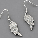 Sanity Jewelry Earrings Angel Wings Mini Earrings - Silver W/White Stone Feather - French Wire - SK2235E