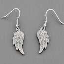 Sanity Jewelry Earrings Angel Wings Mini Earrings - Silver W/White Stone Feather - French Wire - SK2235E