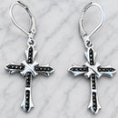 Sanity Jewelry Earrings Bling Cross - Black Stone - Lever Back Earrings -  SK2605L