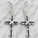 Sanity Jewelry Earrings Bling Cross - Black Stone - Lever Back Earrings -  SK2605L