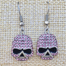 Sanity Jewelry Earrings Bling Skull Earrings - Pink Stone - Wire - 2596W
