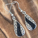 Sanity Jewelry Earrings Crystal Teardrop - Black - Earrings - AJ04E