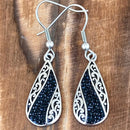 Sanity Jewelry Earrings Crystal Teardrop - Black - Earrings - AJ04E