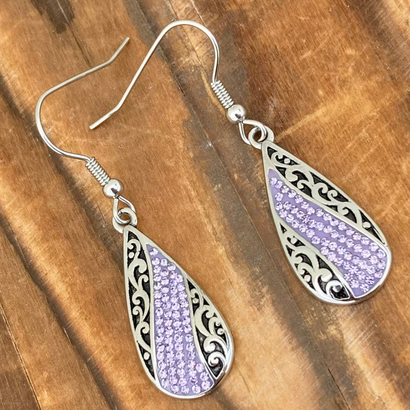 Sanity Jewelry Earrings Crystal Teardrop - Purple - Earrings - AJ06E