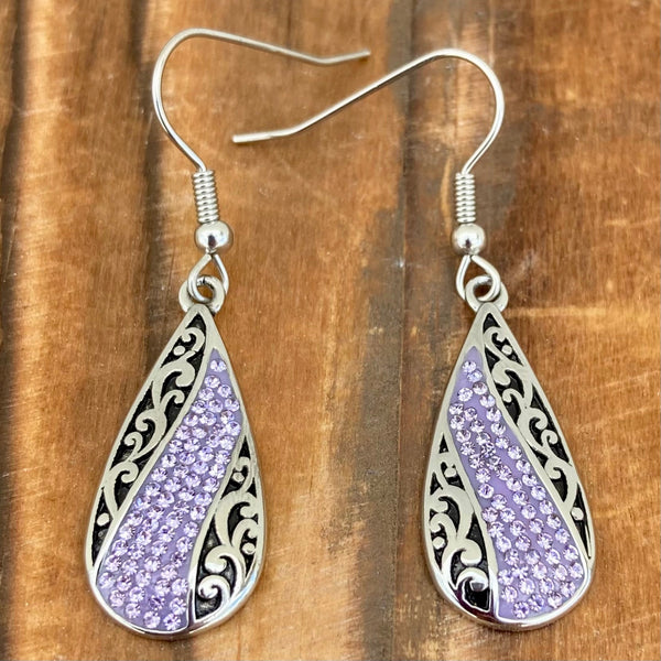 Sanity Jewelry Earrings Crystal Teardrop - Purple - Earrings - AJ06E