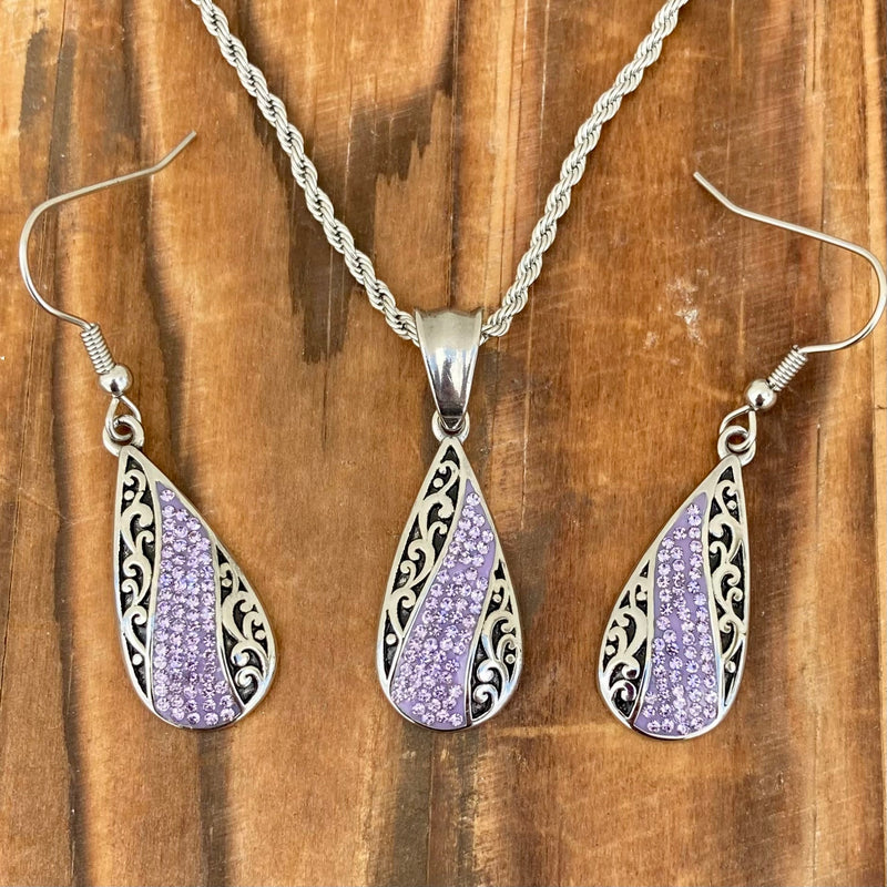 Sanity Jewelry Earrings Crystal Teardrop - Purple - Earrings - AJ06E