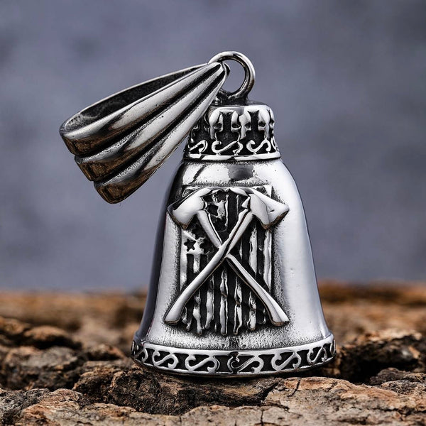 Sanity Jewelry Guardian Bell Guardian - Gremlin Bells - Double Axe American Flag - Fire Fighter - GB20