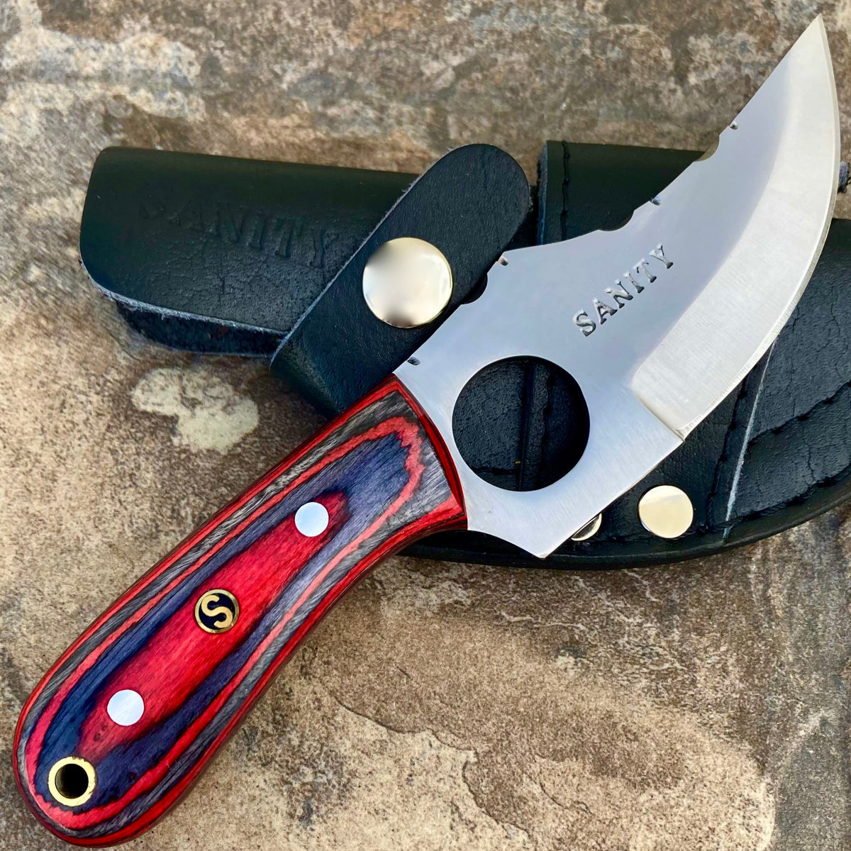 7” Jesse James - Red & Black Wood - D2 Steel - Horizontal & Vertical C