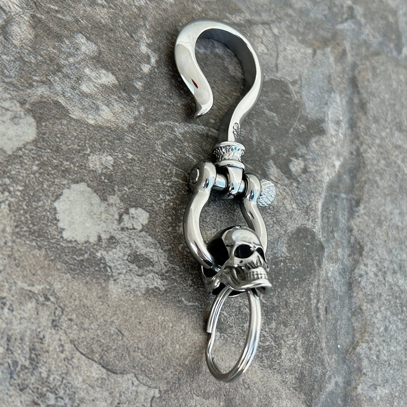 Sanity Jewelry Key Clasp Belt Clip / Clasp - Scrollwork Skull - Polished - Upgrade Your Wallet / Key Chain - WCC-19