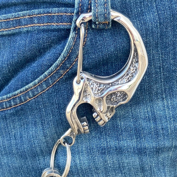 Sanity Jewelry Key Clasp Belt Clip / Clasp - XL Skull - Polished - Upgrade Your Wallet / Key Chain - WCC-22