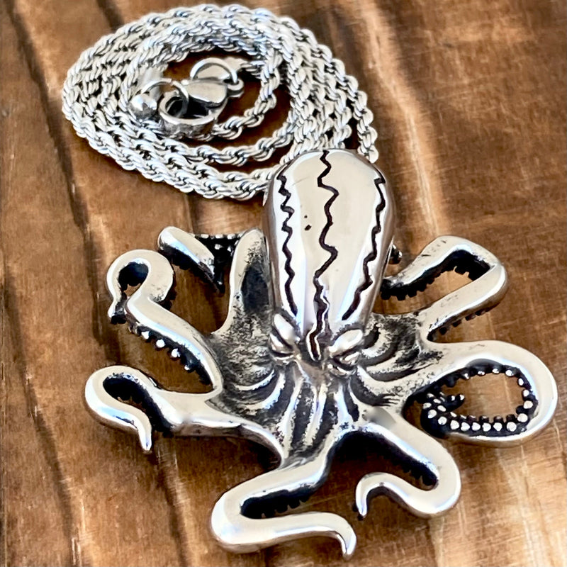 SANITY JEWELRY® Ladies Necklace 16" 2mm Octopus - The Kraken -Pendant - Rope Necklace - Stainless Steel - PEN462