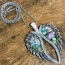 SANITY JEWELRY® Ladies Necklace 16" 2mm Rope Chain Angel Heart Wing Pendant - Sea Shell W/White Stones - Classic - Rope Necklace - LAP42