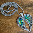 SANITY JEWELRY® Ladies Necklace 16" 2mm Rope Chain Angel Heart Wing Pendant - Sea Shell W/White Stones - Custom - Rope Necklace - LAP41