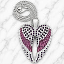 SANITY JEWELRY® Ladies Necklace 2mm 16" Angel Heart Wings Pendant - Purple W/Purple Stones - Classic - Rope Necklace or Omega - SK2617C