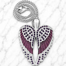 SANITY JEWELRY® Ladies Necklace 2mm 16" Angel Heart Wings Pendant - Purple W/Purple Stones - Custom - Rope Necklace - SK2618C